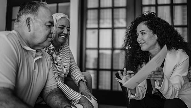 funeral home partner talking with clients