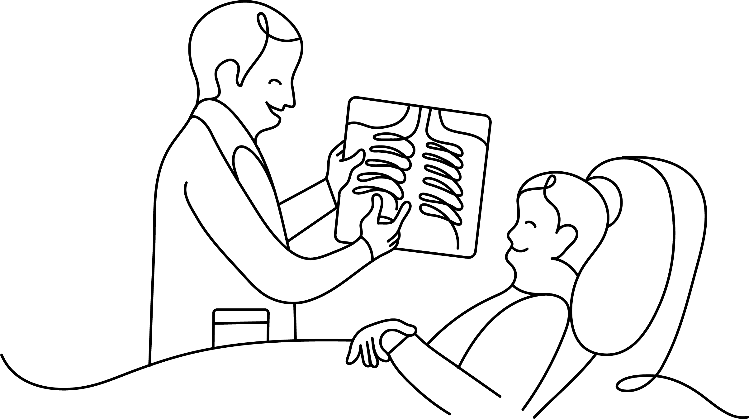 doctor showing patient xray