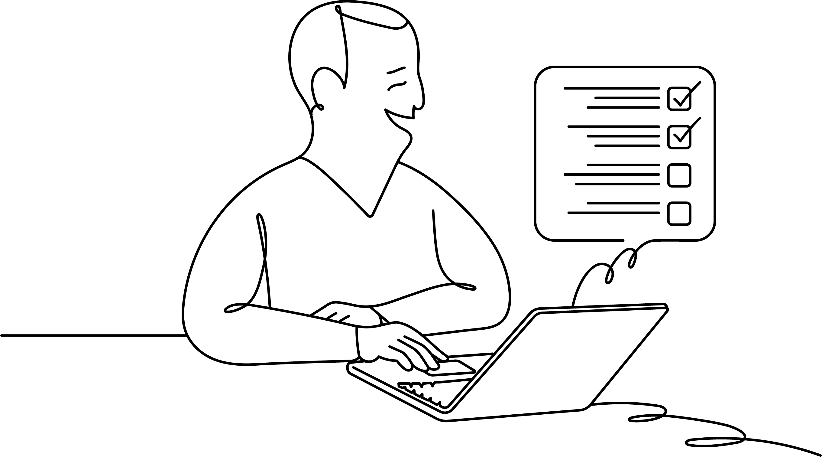 man with checklist items crossed off